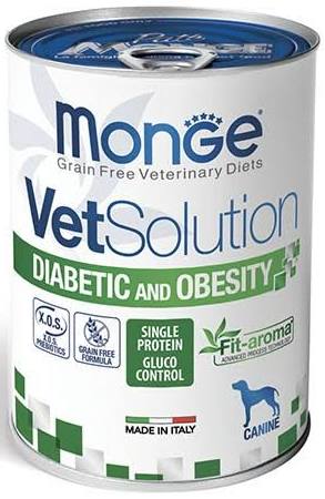 MONGE VETSOLUTION CANE GRAIN FREE VETERINARY DIET DIABETIC / OBESITY DA 400 GR IN LATTINA